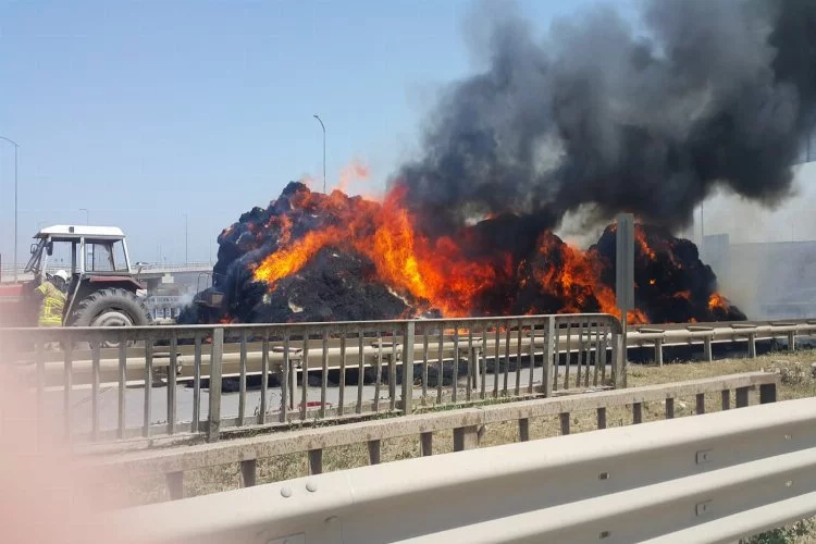 Bursa İzmir yolu Canbalı köprüsünde yangın paniği