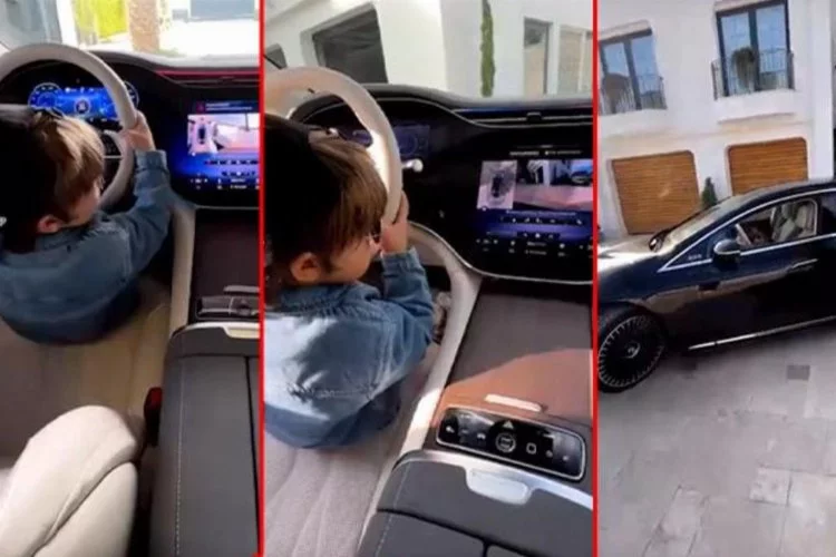 AK Partili vekil 3 yaşındaki çocuğuna lüks otomobilini kullandırdı! Görüntüler tartışma yarattı