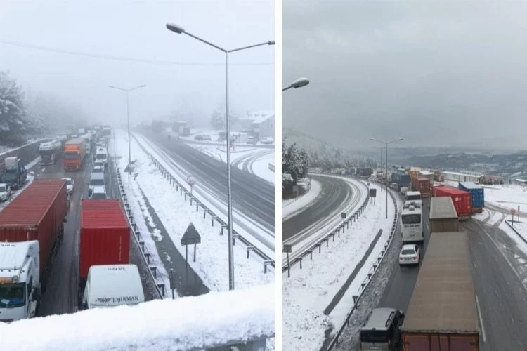 Bursa'da kar yağışı kazaları beraberinde getirdi, yol trafiğe kapandı!