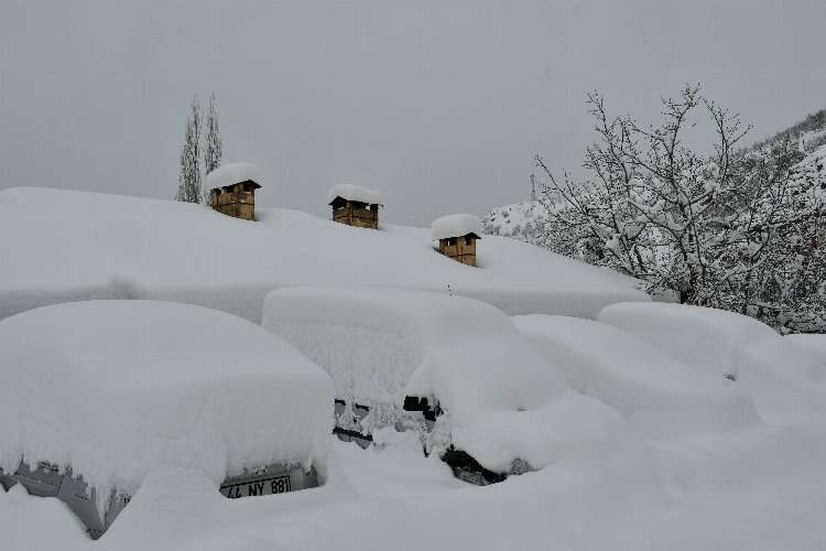 Günlerce yağdı, evler ve araçlar kar altında kayboldu!