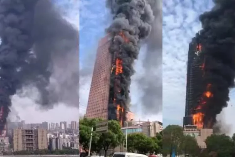 Korkunç anlar! 42 katlı binayı alevler sardı...